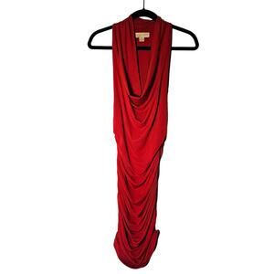 MICHAEL KORS Rouched Red Dress, Stretchy, Bodycon, Size 6